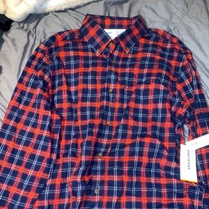 Red and blue plaid button up
